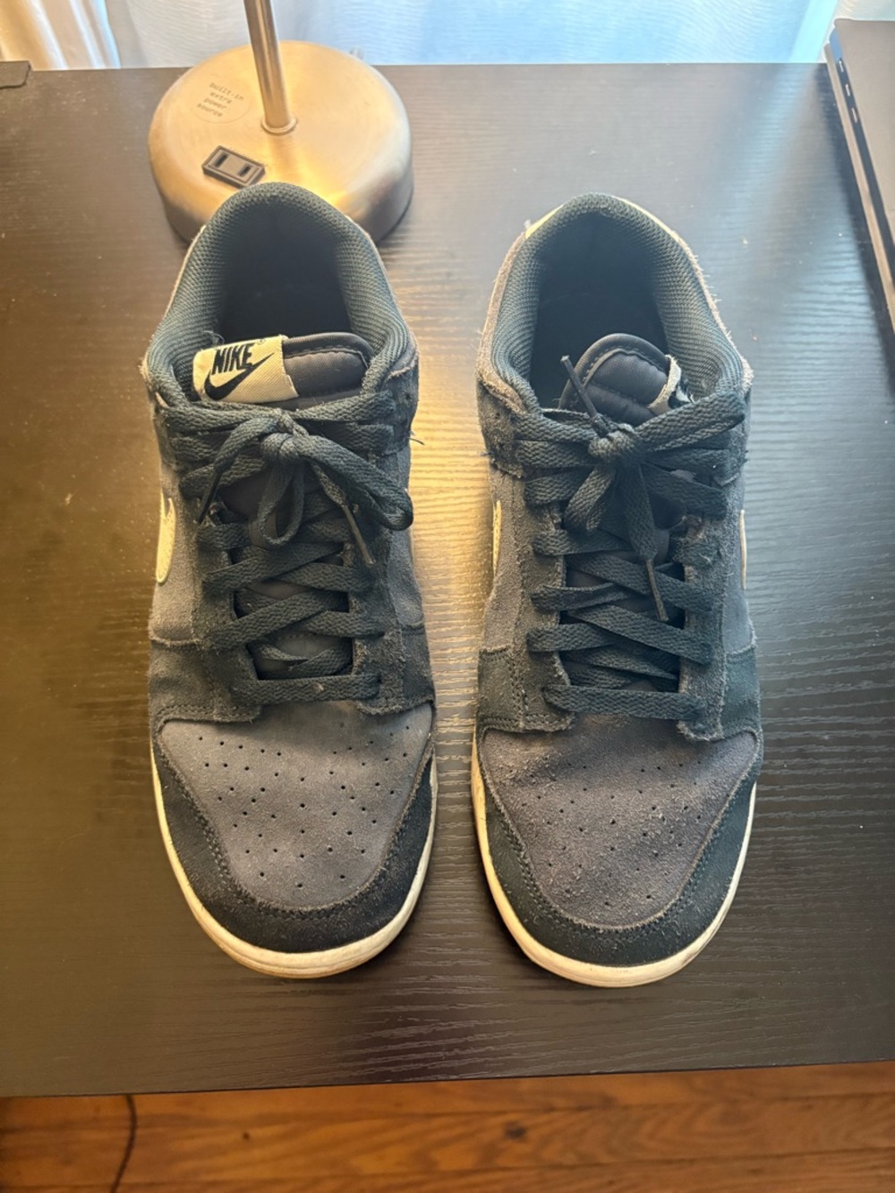 Nike Navy Suede Low-Top Sneakers with White Sole